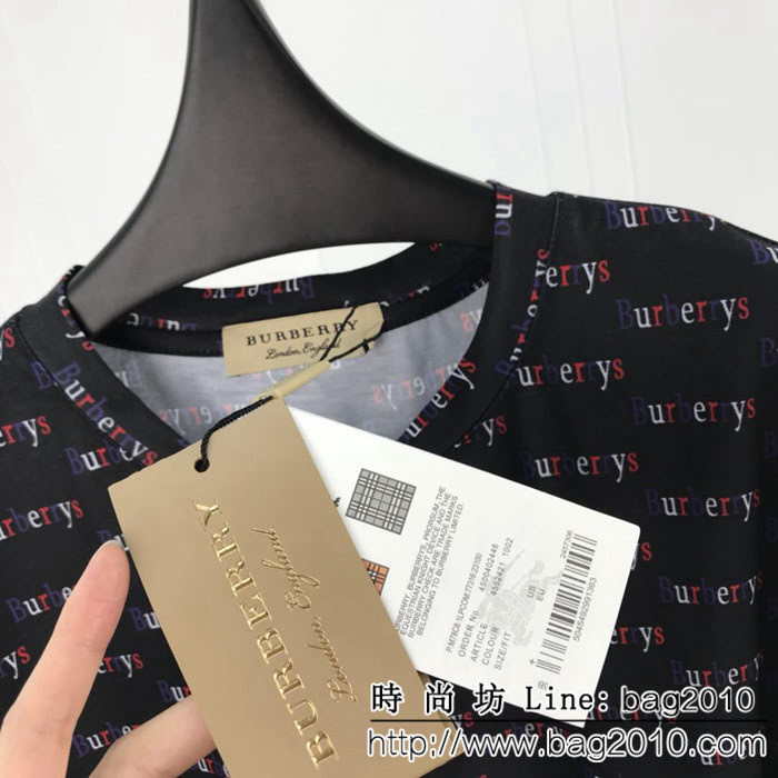 BURBERRY巴寶莉 19ss早春新款短袖 滿印字母印花logo 絲光混紡面料 高版本男女同款 ydi2264